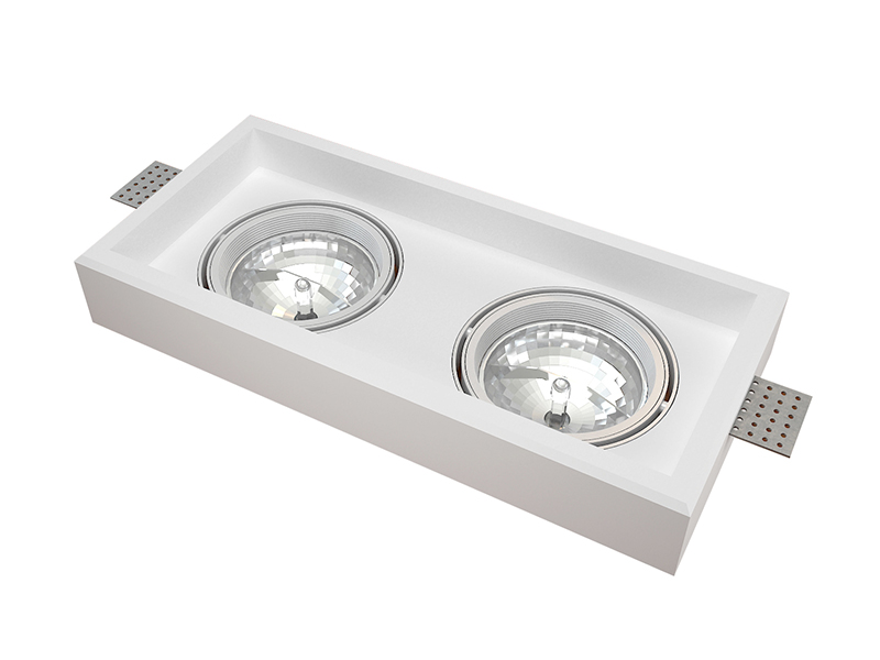 LVY-D0158 Gypsum Plaster Double Hole White 2*AR111 Round Downlights with Glass